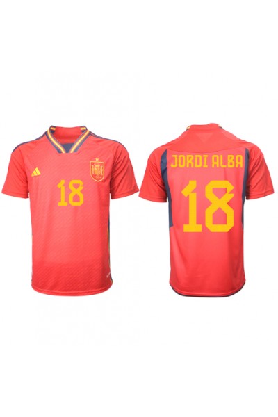 Espanja Jordi Alba #18 Jalkapallovaatteet Kotipaita MM-kisat 2022 Lyhythihainen